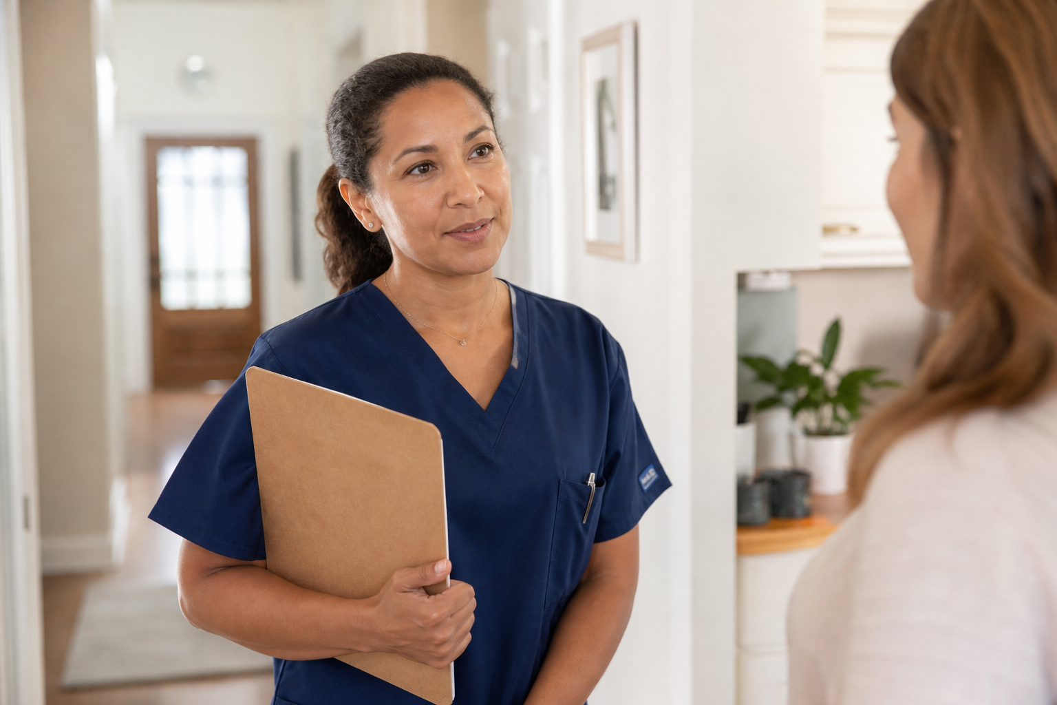 Home health care coordinator preparing a patient referral